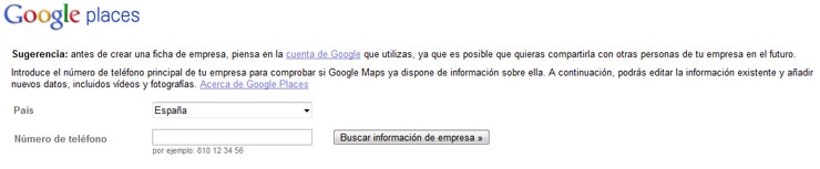 Buscar información de empresa Google Places