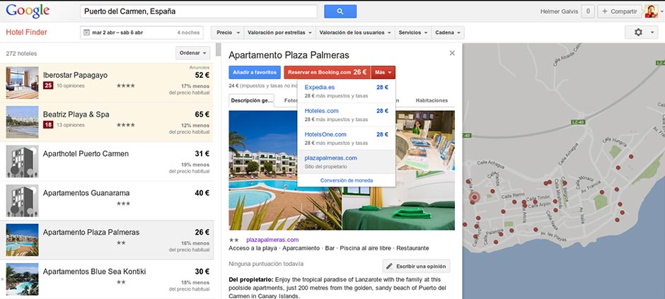 Buscador Hotel Google Lanzarote