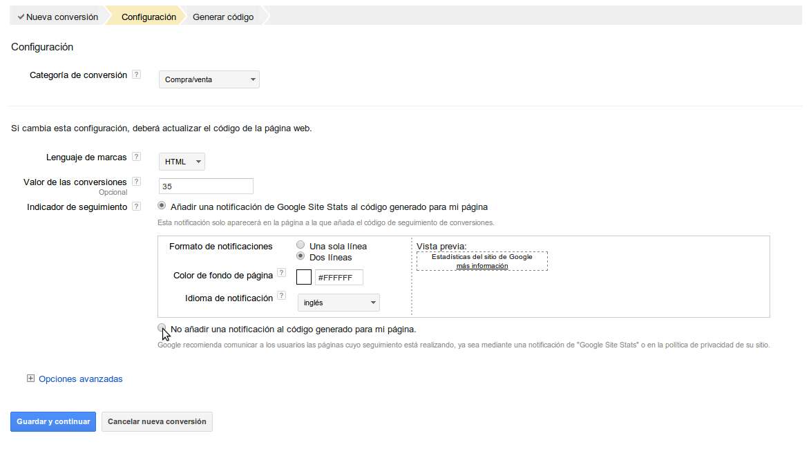 Generar conversion Google Adwords